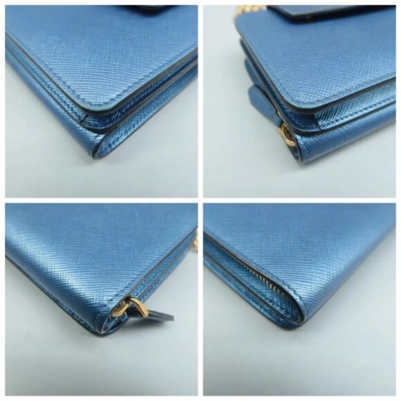 100% Authentic Prada Blue Leather Shoulder Bag 613-07524 - Picture 5 of 12